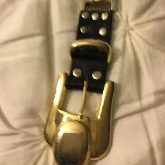 Leather and metal belt 29” Gold tone - Picture 6 of 8